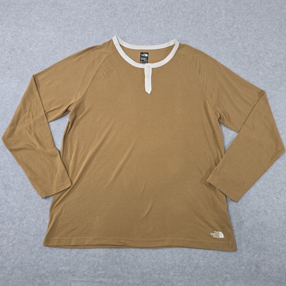 The North Face Shirt Mens XL Brown FlashDry Long Sleeve Henley Performance Top